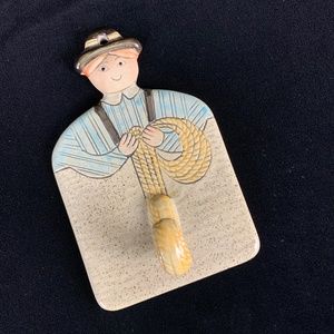 1986 Shafford Pottery Wall Hook Folk Craft Hand Painted Alpine Climber Excellent
